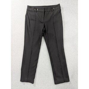 Alfani Pants Womens 8 Black Ponte Tapered Dress Ankle Stretch Pockets Career